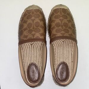 Coach Tan Signature Espadrille Flats